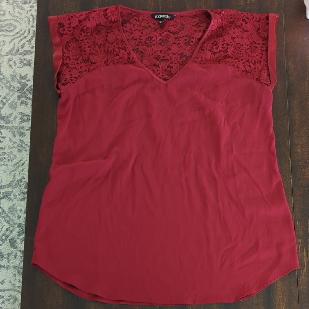 Express Red Lace Blouse Relaxed Fit